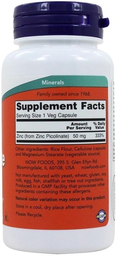 NOW Foods - Zinc Picolinate 50 mg, 120 capsules