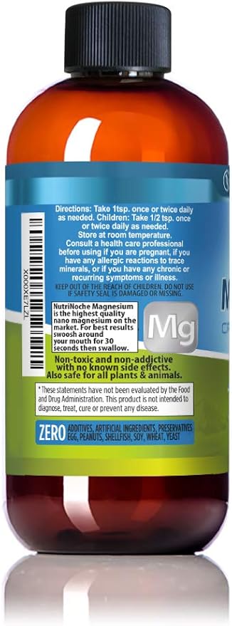 NutriNoche Liquid Magnesium Supplement - 30 PPM of Nano Sized Magnesium Particles Absorbed at a Cellular Level - Colloidal Minerals