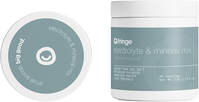 Fringe Electrolyte and Mineral Mix, Pure Ocean Sea Salt for Rehydration, Potassium Chloride, Magnesium Malate for Muscle Tension, Trace Minerals for Essentials, Unflavored, 30 Servings