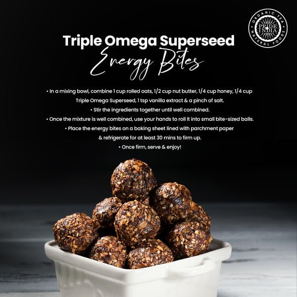 Pride Of India - PACK of 6 - Triple Omega Superseed Mix - Protein, Fiber, Calcium, Iron, Omega-3, Omega-6, & Thiamin Rich Superfood w/Chia Flax & Sesame Seeds, 1.25 Pound (20oz) Jar