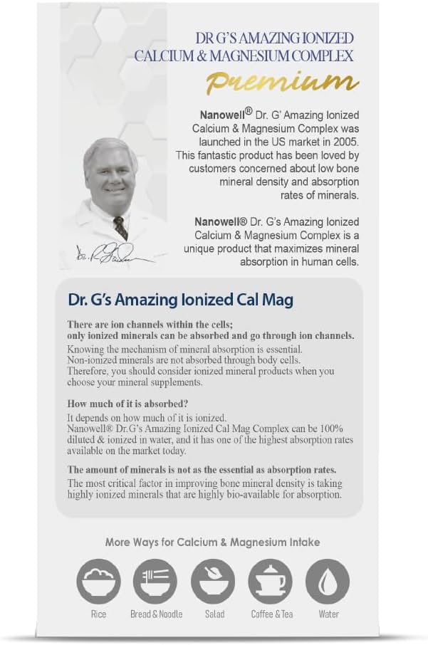 Dr. G's Amazing Ionized Cal Mag 2,860mg (Premium) - Bone Strength and Bone Health Supplement with Ionized Calcium & Magnesium Powder Stick Packs - 30 Sticks x 1 Pack (30 Count)
