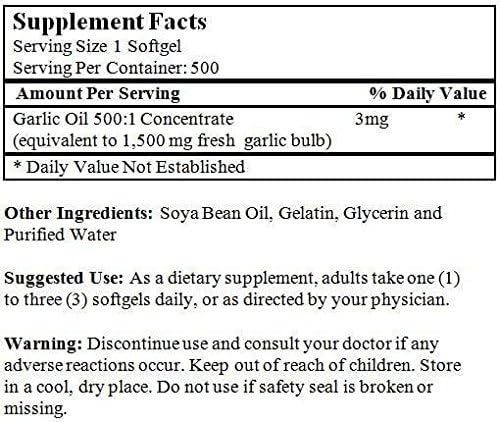 Garlic Oil Concentrate, 1500 Mg 500 Softgels