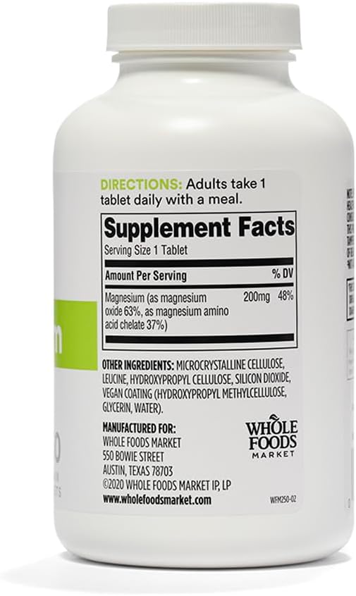 365 by Whole Foods Market, Magnesium 200mg, Vegan, 250 Tablets