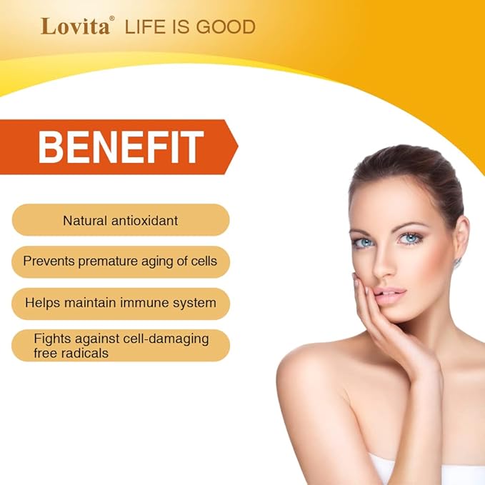Lovita Vitamin E 400 IU Softgels, Natural Vitamin E 268 mg (as D Alpha Tocopherol), Vegan Vitamin E for Healthy Skin, Hair, Nails & Immune System Support, 120 Vegetarian Softgels