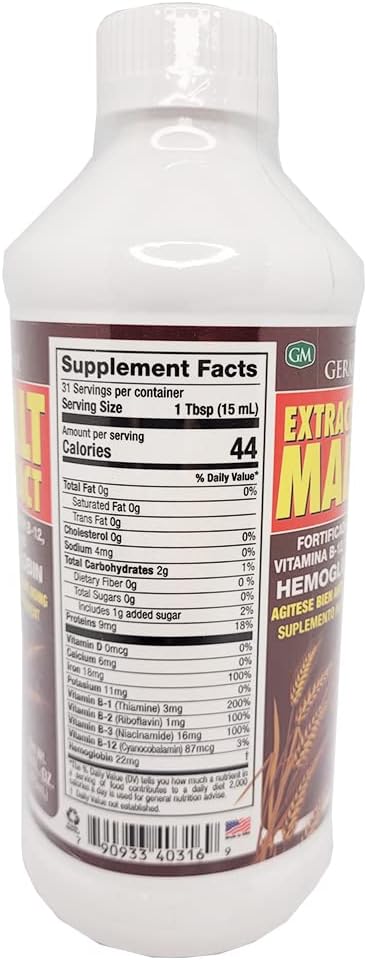 Extracto de Malta 16 oz. with B12 and Hemoglobina Germa