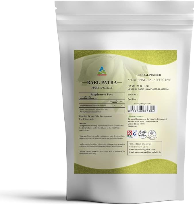 HERBAL HILLS Neem Leaf Powder and Bilva Bael Leaf Powder Pack of 2 Combo