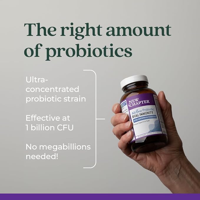New Chapter All-Flora™ Probiotic Dual Immunity, Clinical-Strength Ingredients - Highly Concentrated Probiotics for Active Immune Support & Gut Health + Immune-Boosting Fermented Postbiotics, 30 ct