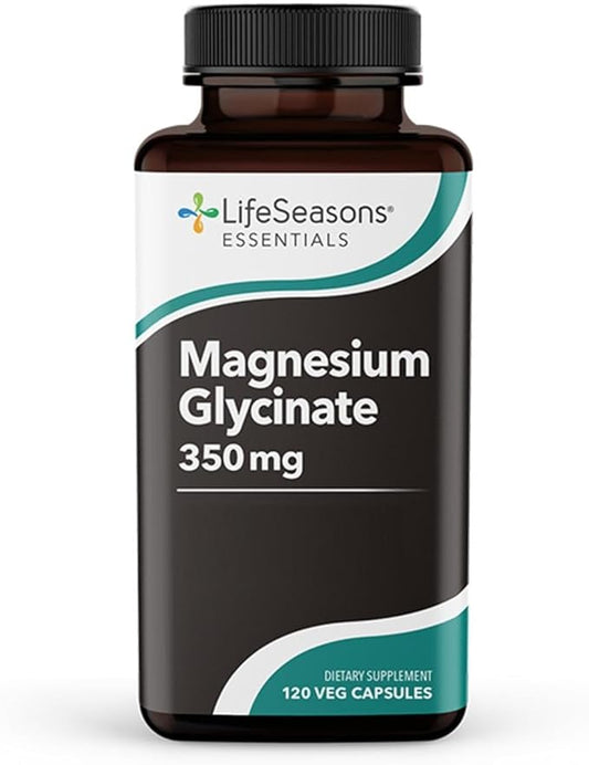 LifeSeasons Magnesium Glycinate 350mg - Supplement to Support Stress Relief, Sleep, Heart Health, Nerves, Muscles, and Metabolism - 120 Capsules