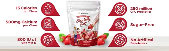 BariatricPal 90-Day Bariatric Vitamin Bundle (Multivitamin ONE 1 per Day! Capsule with 60mg Iron and Calcium Citrate Soft Chews 500mg with Probiotics - Strawberry Twist)