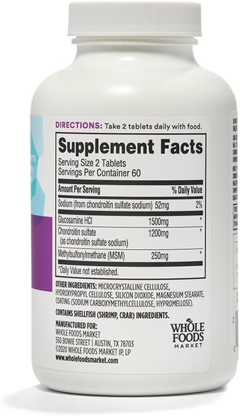 365 by Whole Foods Market, Glucosamine Chondroitin MSM 2X Strength, 120 Tablets