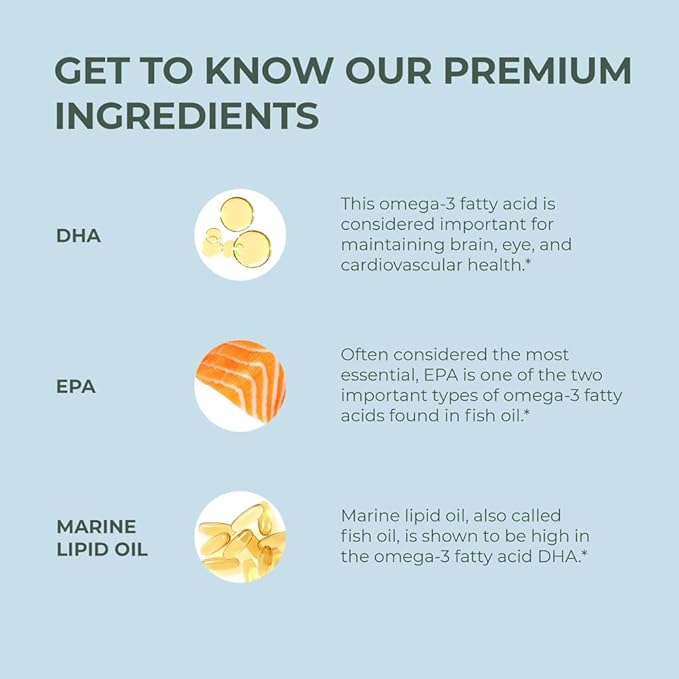 Primal Harvest Omega 3 Fish Oil Supplements, 30 Servings Soft Gels Capsules w/ 1000mg EPA + DHA Supplements, No Fishy Burps Non-GMO Omega 3 Fatty Acid