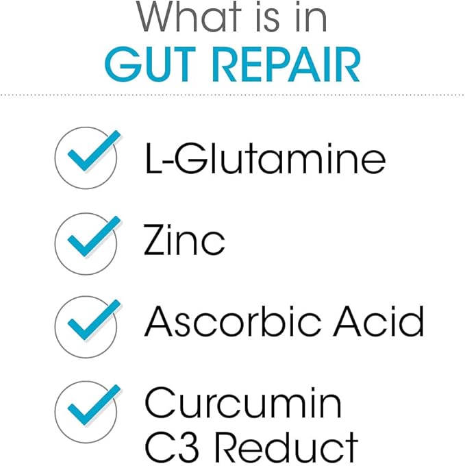 Silver Fern Gut Repair - Digestive Health Supplement Powder L-Glutamine, Curcumin, Zinc, Ascorbic Acid Blend