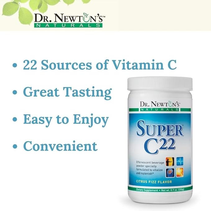 Dr. Newton’s Naturals Super C22 Effervescent Vitamin C Fizzy Powdered Drink Mix with 22 Natural Sources of Vitamin C – 1500mg -8.9 Ounce Can