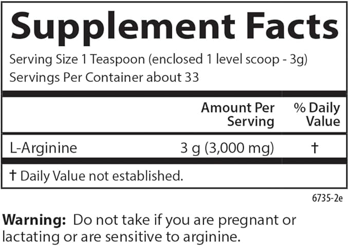 Carlson - L-Arginine Powder, Free-Form Amino Acid, Circulatory Health, 3.53 oz (100 g)