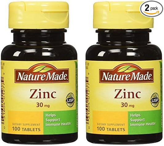 Nature Made Zinc Tabs - 30 mg - 100 ct (Pack of 2)