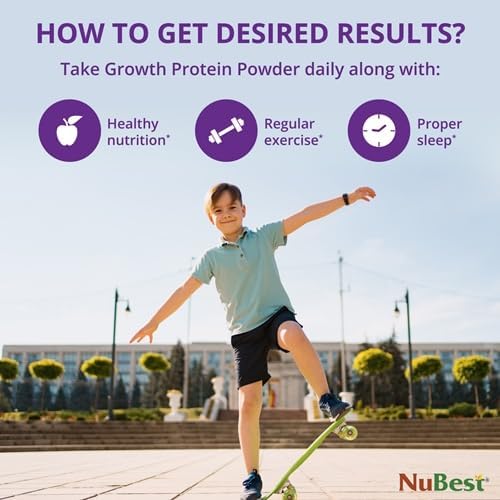 NuBest Tall Protein Powder for Kids & Teens - Chocolate Protein Powder with Red Algae Calcium, Probiotics, Omega 3-6-9, Vitamin D3 K2 & Magnesium from Marine Algae - Bone Strength & Immunity - Pack 2