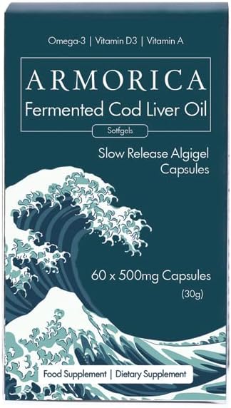 Fermented Cod Liver Oil - Cold Processed, Lacto-Fermented & Raw Cod Liver Oil - Made Exclusively with Atlantic Cod (Unflavoured, 60 Capsules)