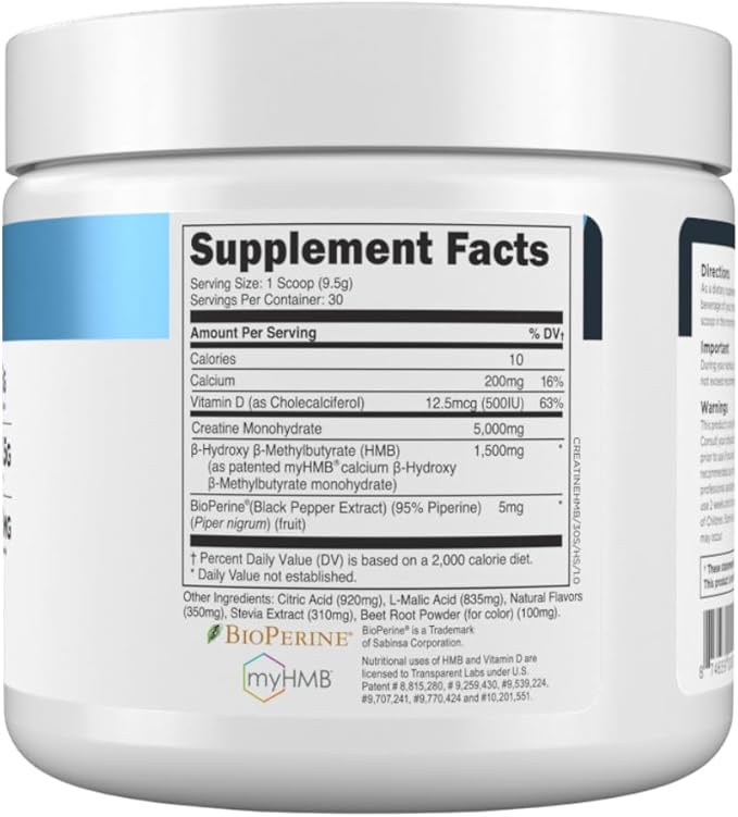Transparent Labs Creatine HMB - Creatine Monohydrate Powder with HMB for Muscle Growth, Increased Strength, Enhanced Energy Output, and Improved Athletic Performance - 30 Servings, Hawaiian Splash