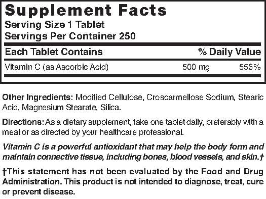 Nature's Blend Vitamin C 500 mg 250 Tablets