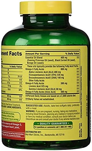 Spring Valley Fish, Flax & Borage Oil Dietary Supplement Softgels, 120 Count (Pack of 2)