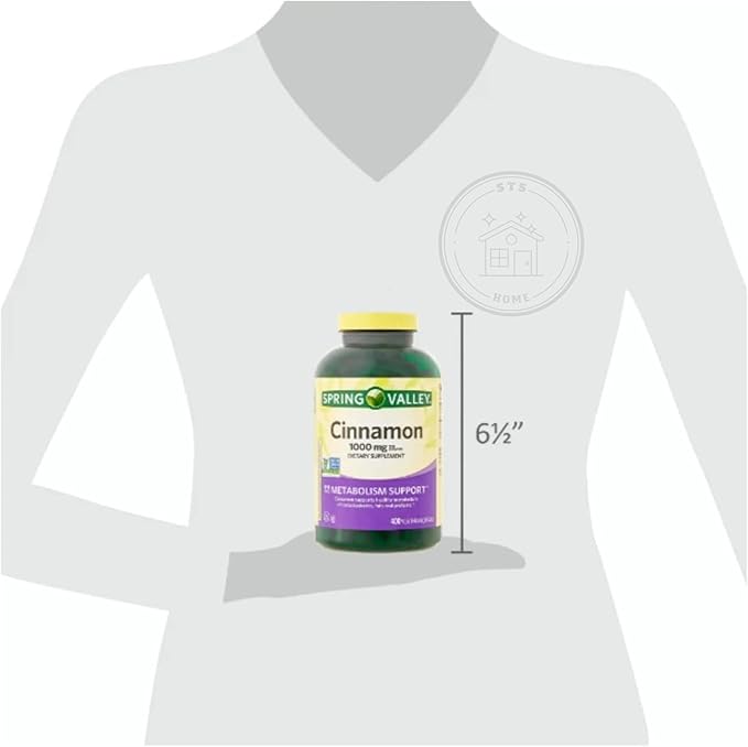 Spring Valley Cinnamon Dietary Supplement, 1000 mg, 400 Count + STS Sticker.