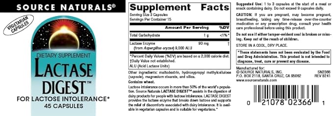 Source Naturals, Inc. Lactase Digest* - 45 VegCap