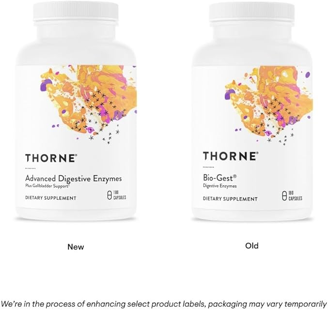 THORNE Advanced Digestive Enzymes (Formerly Bio-Gest) - Blend of Digestive Enzymes to Aid Digestion* - Gut Health Support with Pepsin, Ox Bile, Pancreatin - 180 Capsules - 90 Servings
