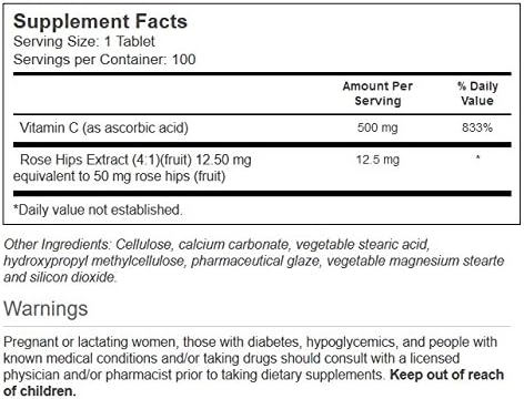 Vitacost Vitamin C with Rose Hips - Delayed Release - 500 mg - 100 Tablets
