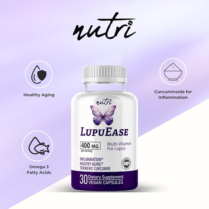Nature's Fusions LupuEase Lupus Relief Products Multivitamin Supplements - Vitamin C, D3, E, B12, Turmeric Curcumin Extract (std. 95% curcuminoids) - Omega 3 Fatty Acids - 30 Day Supply - 400mg