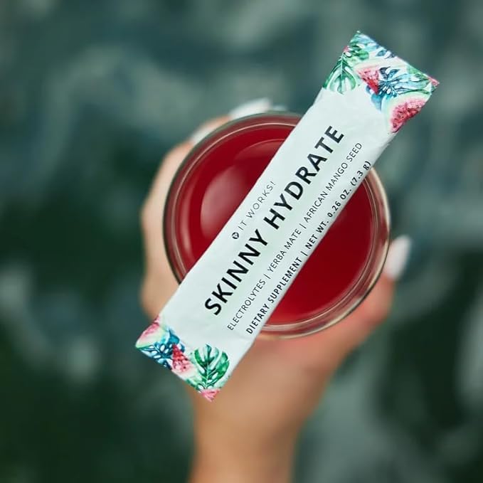 It Works! Skinny Hydrate - Summer Splash | Fat-Burning Hydration Blend with Green Tea & Green Coffee Extracts | Energizing, Replenishing & Wellness Boosting | 15 Single-Serve Packets (7.3g Each)