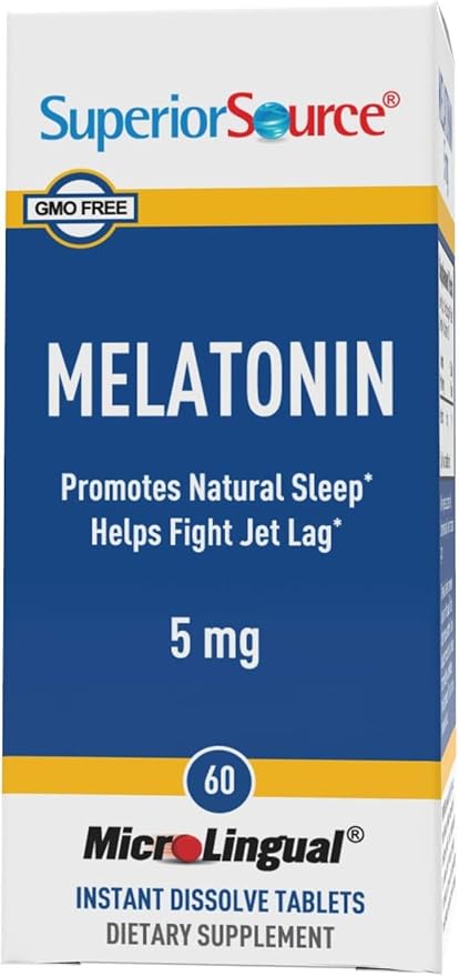 Superior Source Melatonin 5 mg - Healthy Sleep Support Supplement for Adults - Melatonin Formula with Chamomile Aids Relaxation & Restful Sleep - 60 Sublingual Dissolving Tablets