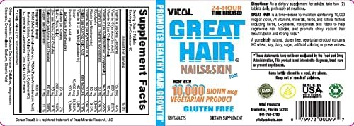 Vitol Great Hair Time Released 10,000 mcg Biotin, 120 Tablets