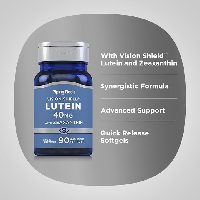 Piping Rock Lutein with Zeaxanthin Supplement | 40mg | 90 Softgels | Eye Health Vitamins from Marigold Extract | Non-GMO, Gluten Free