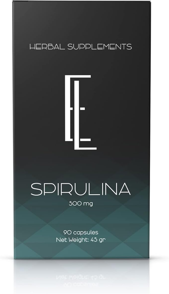 Spirulina Capsules - 90 x 500 mg, High-Potency Plant-Based Superfood, Supplements, Non-GMO Vegetable Cellulose Vegan Friendly Capsules