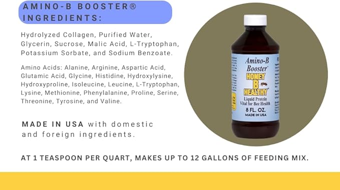 Amino-B Booster 8 oz. Bottle, Liquid Protein Vital for Bee Health