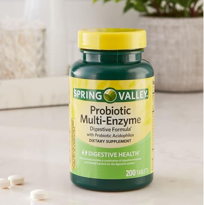 Spring Valley Probiotic Multi-Enzyme Digestive Formula Tablets, 200 Count