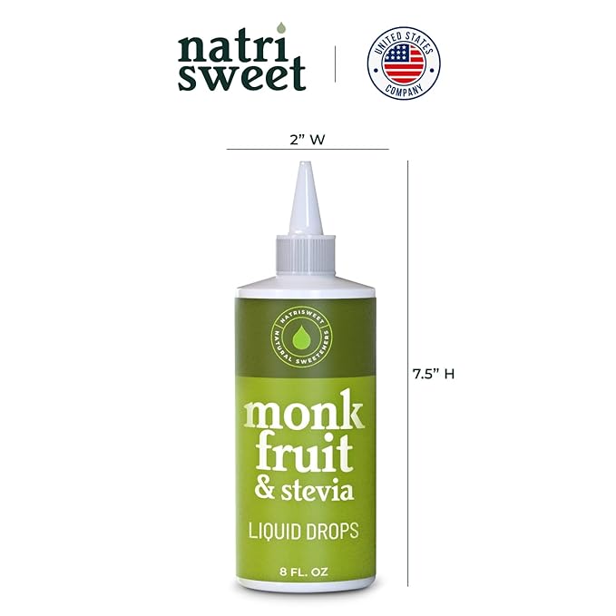 Natrisweet Monk Fruit Stevia Liquid Drops, 8 fl oz, Stevia Monk Fruit Sweetener Liquid Without Erythritol, No Fillers, Zero Calorie, Zero Carbs Stevia Monkfruit Sweetener for Coffee, Tea, Drinks
