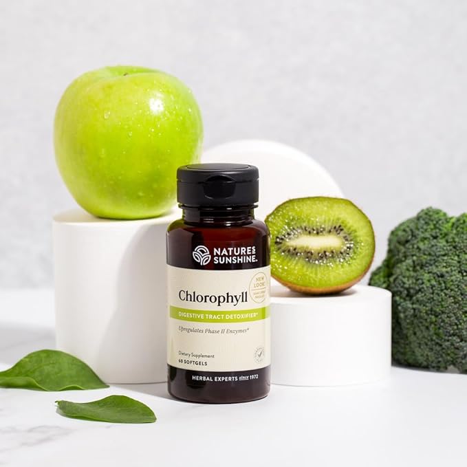 Nature's Sunshine Chlorophyll, 60 Softgel Capsules: Support Digestion, Immunity & Detoxification with Internal Deodorant Benefits. Easy-to-Swallow Capsules Promote Overall Well-Being & Energy