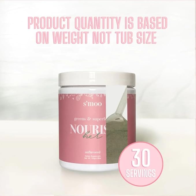 Nourish(her) - Greens Blend Superfood: Super Greens Powder with Spirulina, Chlorella, Beet Root Powder - Gluten Free - Digestive Health, Immunity, Nutrition, Alkalizing, Energizing - 30 Servings