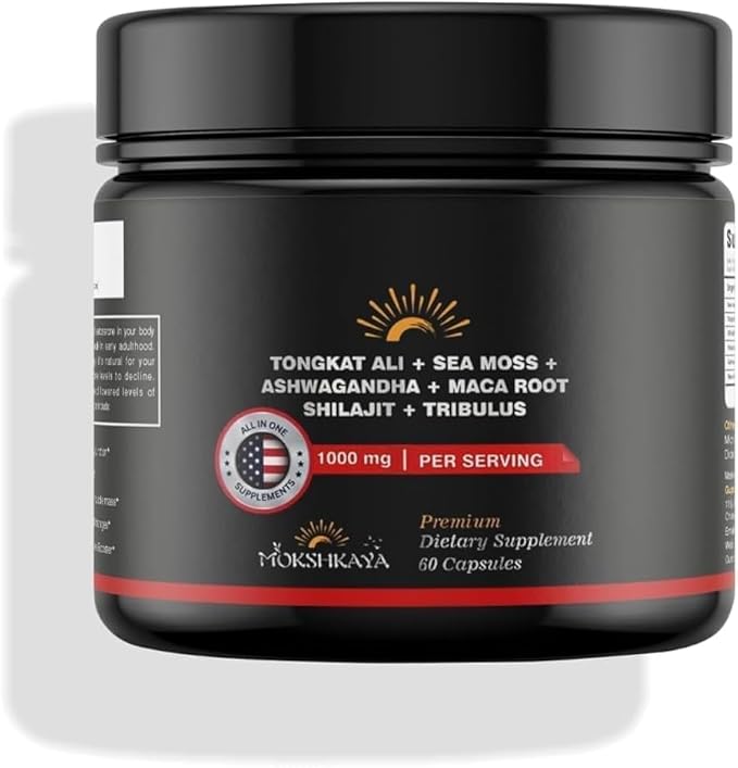 Shilajit Capsules for Men | Natural Sea Moss caps | Shilajit 1000 Mg Per Serving | Shilajit 60 Capsules for Stamina, Strength & Endurance with Fulvic Acid for Men 1000 mg Serving