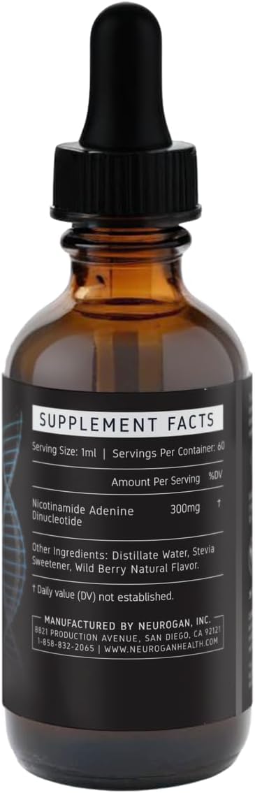 Neurogan NAD+ Liposomal Drops - 300mg Per Serving, 18,000mg Total - Liquid Drops Supplements - Cellular & Immune Support Supplement - Nicotinamide Adenine Dinucleotide for Women & Men