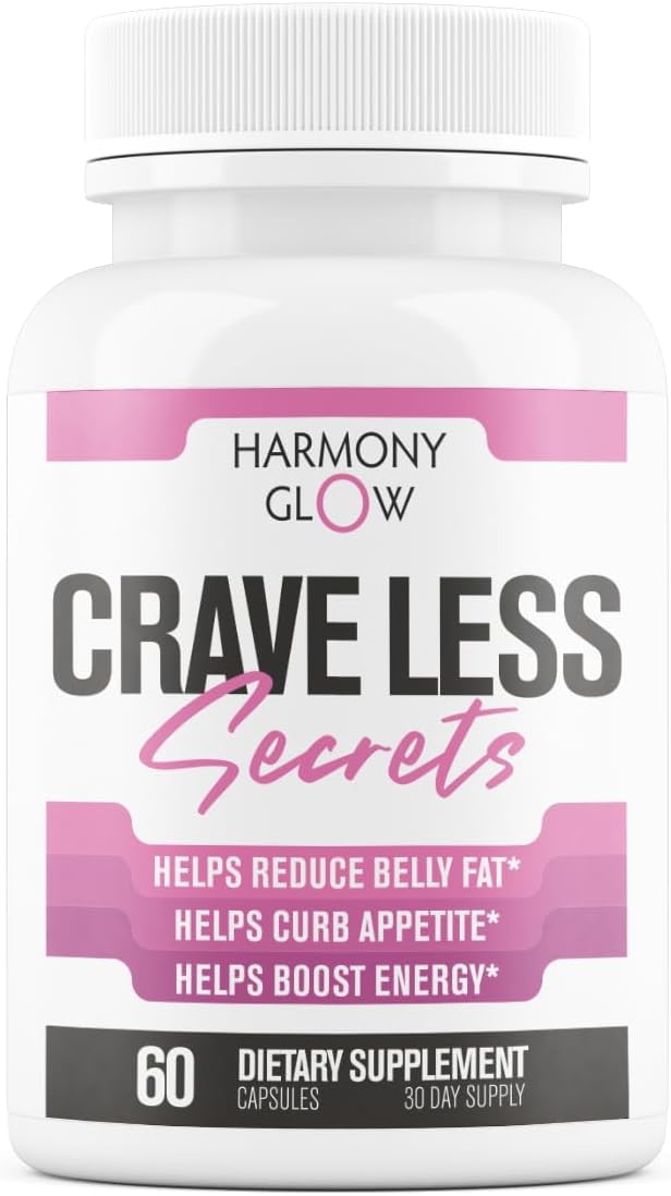 Crave Less: Secrets | NEW FORMULA Max Strength Appetite Suppressant Weight Loss Pills for Women | Belly Fat Burner, Carb Blocker, Energy Booster | 7 Ultra Ingredients for Fast Results - 60 Capsules