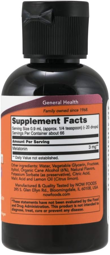 Now Foods Liquid Melatonin, 2 Fl Oz, Pack of 2 (Packaging May Vary)