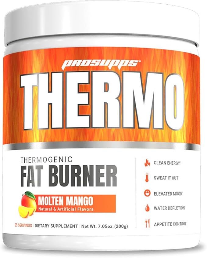 PROSUPPS Thermogenic Fat Burner Powder, Molten Mango - Weight Loss & Metabolism Booster Pre Workout Supplement for Women & Men - Supports Appetite Control & Boosts Energy - Gluten-Free - 25 Servings