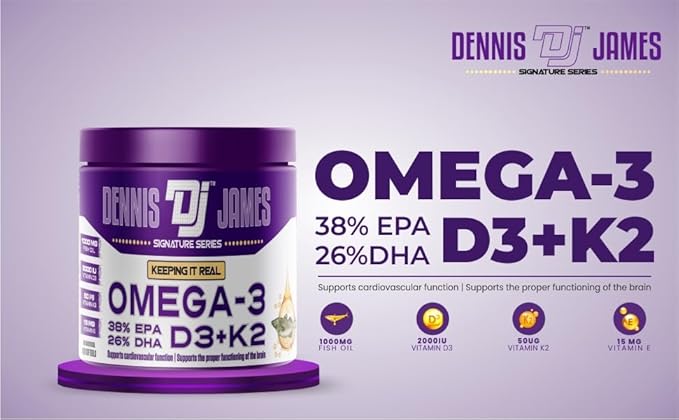 DENNIS JAMES Signature Series Omega-3 | D3+K2 | 180 Softgels
