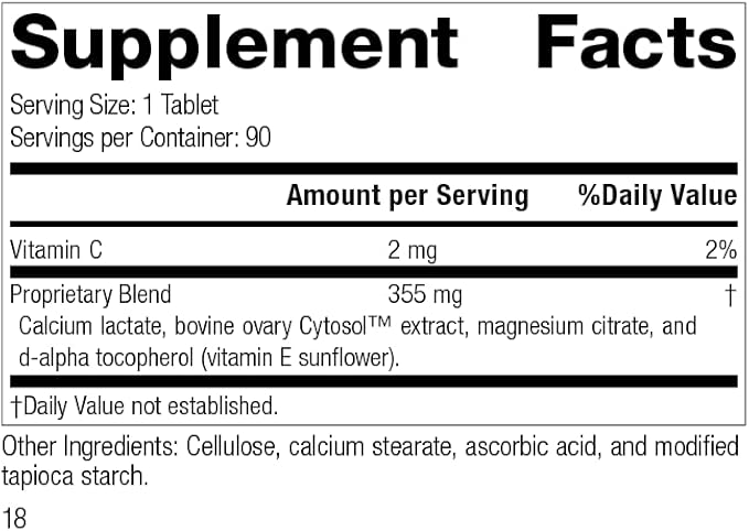 Standard Process Inc. Ovex - Whole Food Women's Health Supplement with Calcium Lactate, Magnesium Citrate, and Vitamin C - Gluten Free - 90 Tablets