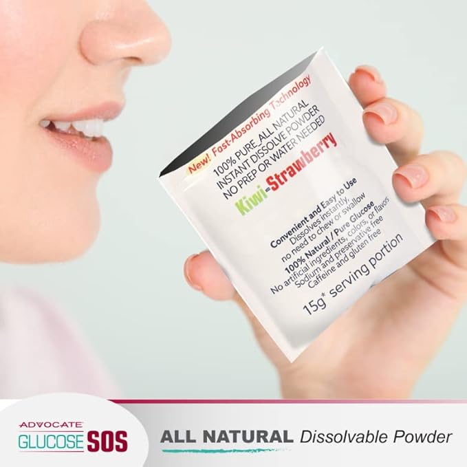 Glucose SOS Kiwi-Strawberry + Sweet & Tangy 72 Packs (2X) Glucose Packets with Natural Dextrose, Fast-Absorption That Instantly Dissolves in Your Mouth with No Water Needed