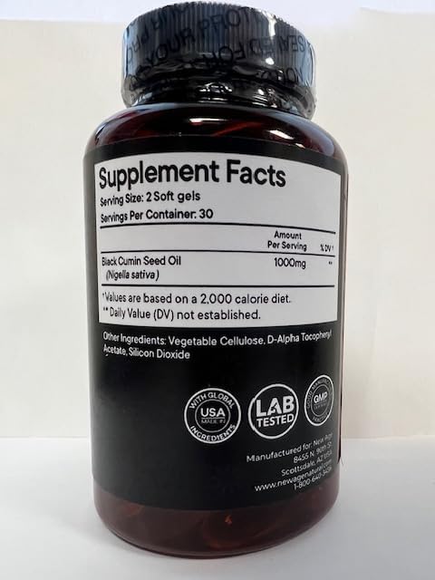 NEW AGE Black Seed Oil Softgel Capsules - Premium Cold-Pressed Nigella Sativa Producing Pure Black Cumin Seed Oil - Non-GMO & Vegetarian 90 Count (Pack of 3)