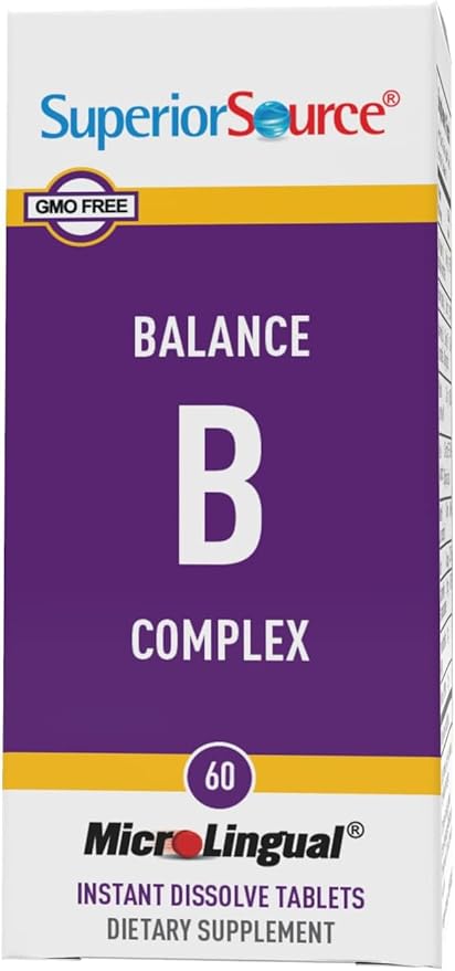 Superior Source Balance B Complex - Energy Support Supplement with Folic Acid & B Vitamins - Supports Heart & Muscle Health - B Vitamin Supplement Aids Immune Health - 60 Instant Dissolve Tablets