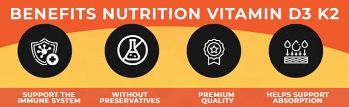 Vitamin D3 K2, 5000 IU Vitamin D3 and 100mcg K2 with Calcium for Bone, Muscle and Immune Support Supplement, Black Pepper Extract, Non-GMO Formula, 60 Capsules.